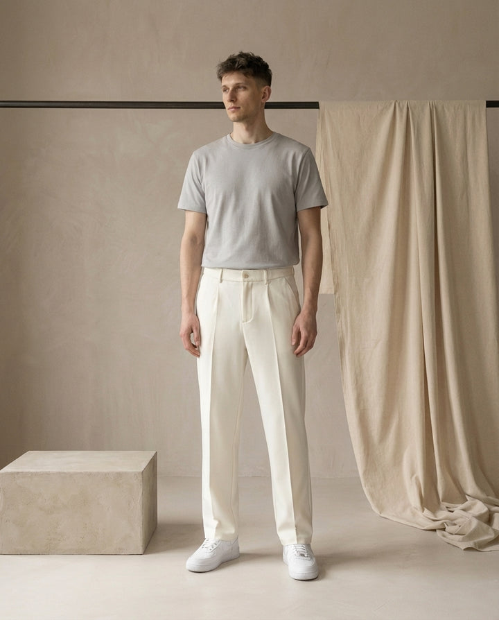 Spodnie Męskie Plisowane Eleganckie | Prosty Krój | Funkcjonalne Kieszenie | Do Pracy i Na Oficjalne Okazje