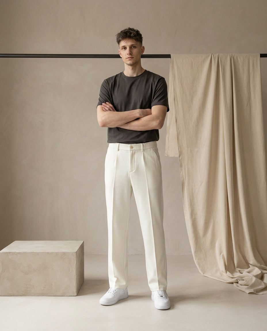 Spodnie Męskie Plisowane Eleganckie | Prosty Krój | Funkcjonalne Kieszenie | Do Pracy i Na Oficjalne Okazje