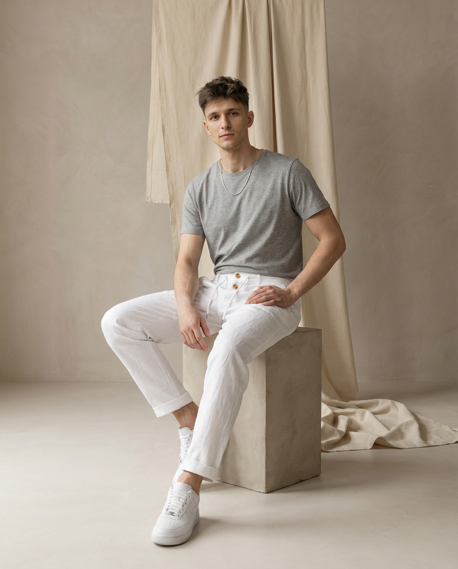 Spodnie Męskie Spodnie Lnianie Męskie | Luźny Krój | Oddychający Materiał | Na Lato