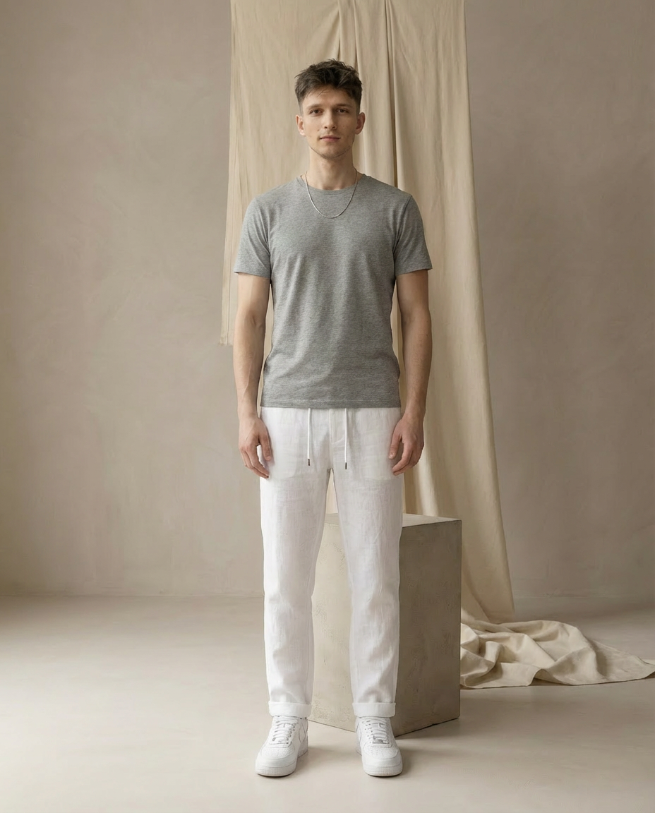 Spodnie Męskie Spodnie Lnianie Męskie | Luźny Krój | Oddychający Materiał | Na Lato