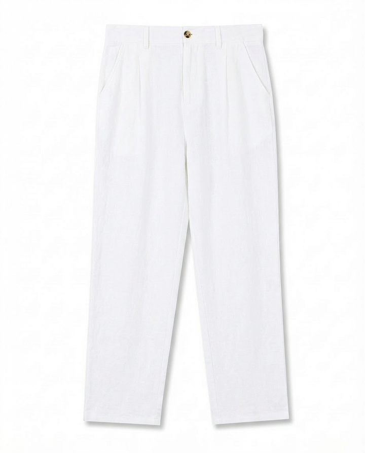 Męskie spodnie lniane z szerokimi nogawkami | Luźny krój | Oddychający materiał | Na lato