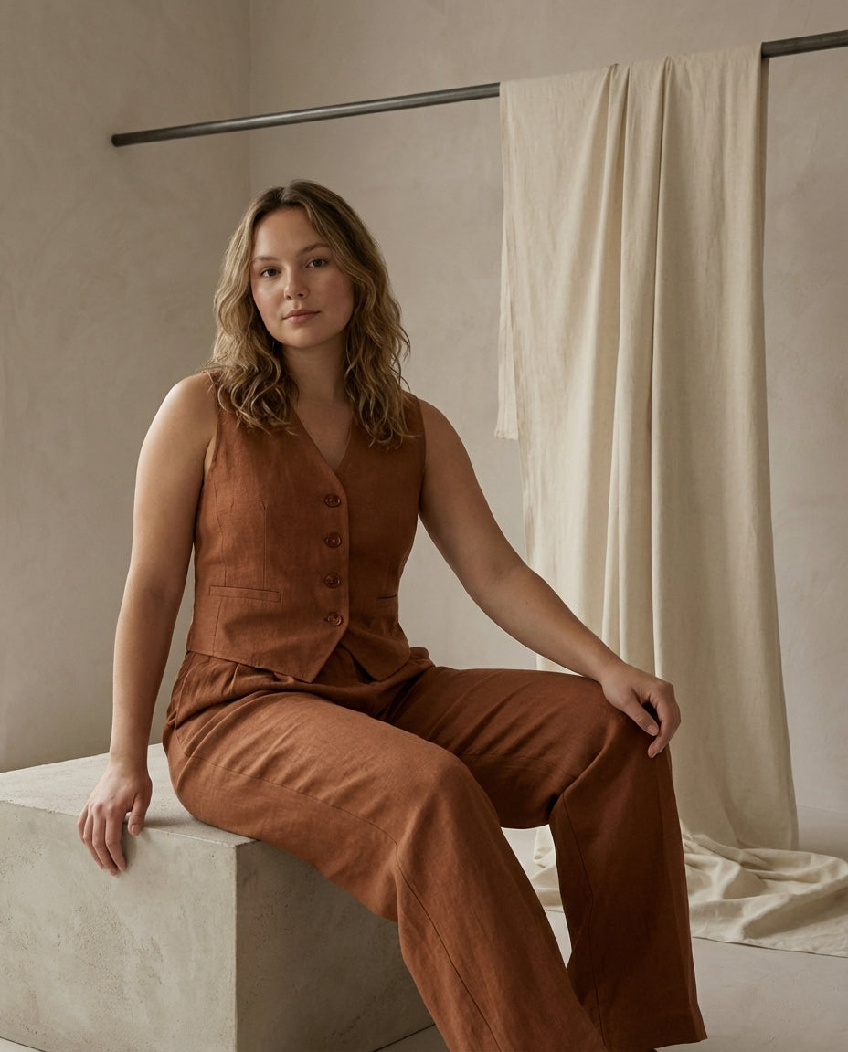 Zestaw Dresowy Damski Z Kamizelką i Spodniami | Dopasowany Krój | Wysoka Talia | Na Co Dzień