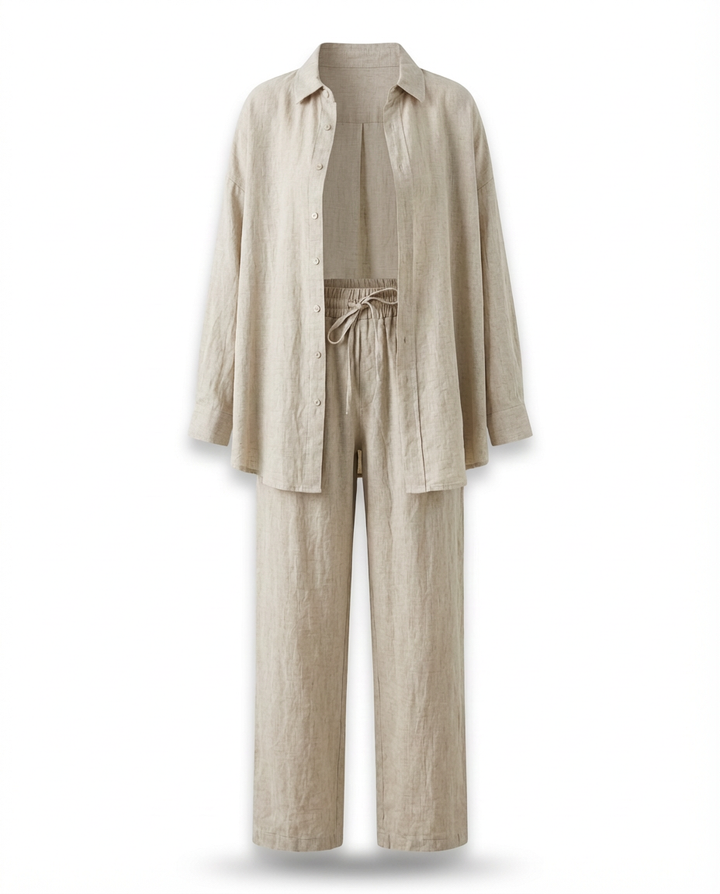 Komplet Damski Dresy | Luźny Krój | Stylowa Bluzka z Guzikami | Na Co Dzień