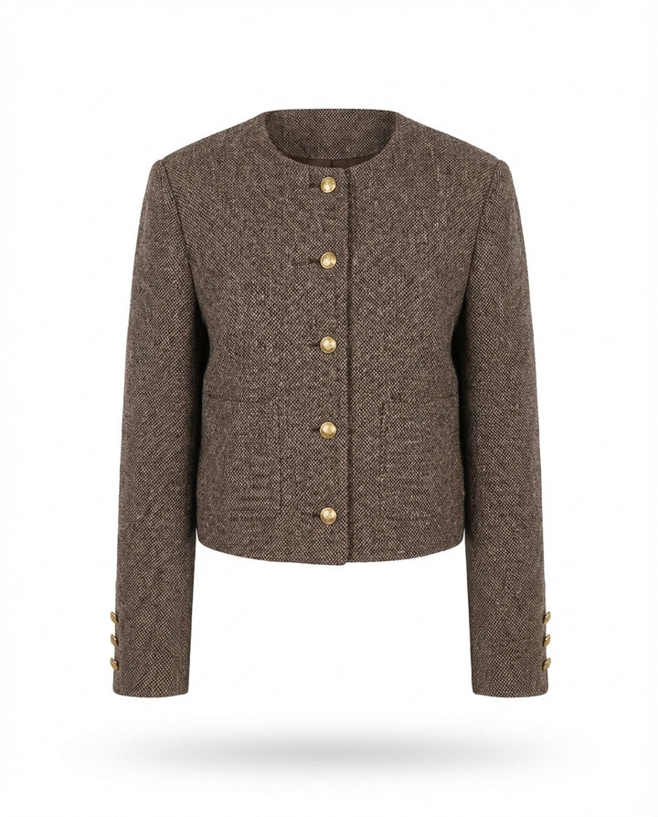 Marynarka Damska Czarna Elegancka | Dopasowany Krój | Guziki | Do Pracy i Na Wyjścia