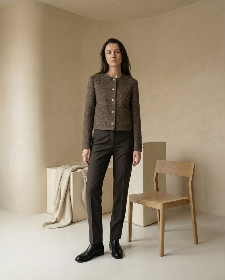 Marynarka Damska Czarna Elegancka | Dopasowany Krój | Guziki | Do Pracy i Na Wyjścia