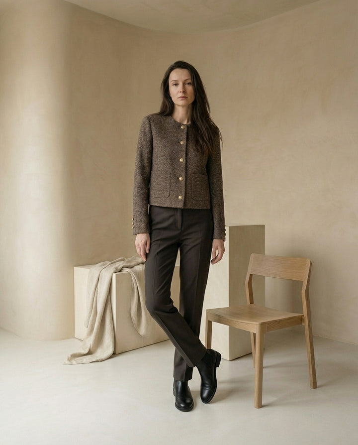 Marynarka Damska Czarna Elegancka | Dopasowany Krój | Guziki | Do Pracy i Na Wyjścia