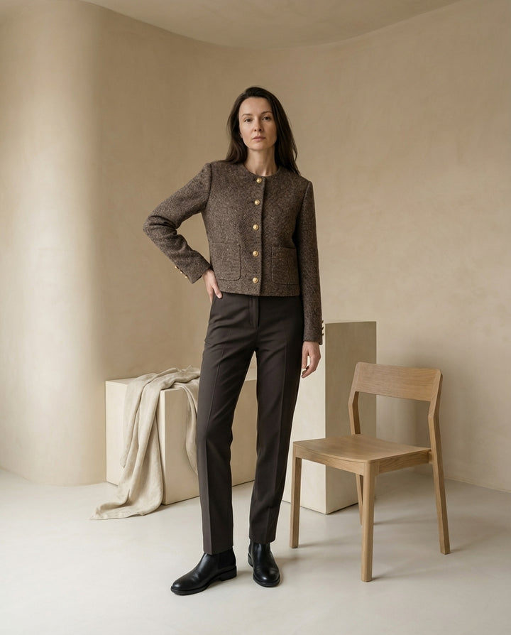 Marynarka Damska Czarna Elegancka | Dopasowany Krój | Guziki | Do Pracy i Na Wyjścia