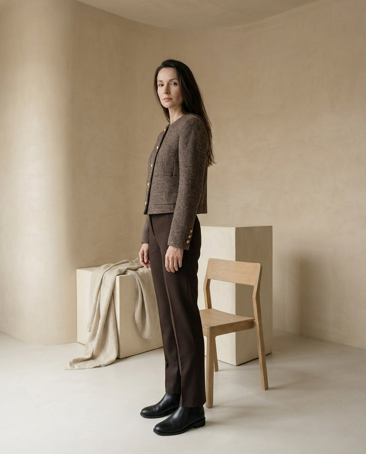 Marynarka Damska Czarna Elegancka | Dopasowany Krój | Guziki | Do Pracy i Na Wyjścia