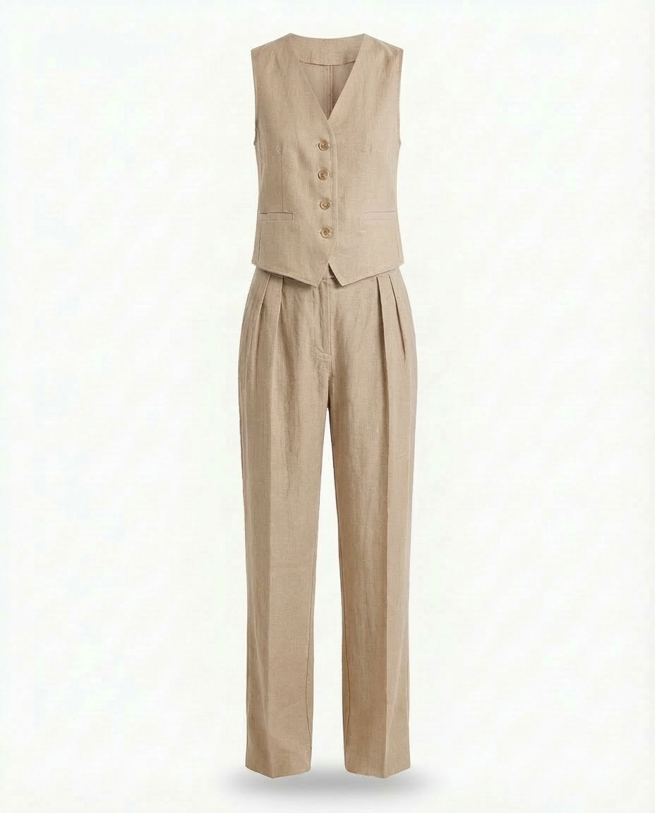 Zestaw Dresowy Damski Z Kamizelką i Spodniami | Dopasowany Krój | Wysoka Talia | Na Co Dzień