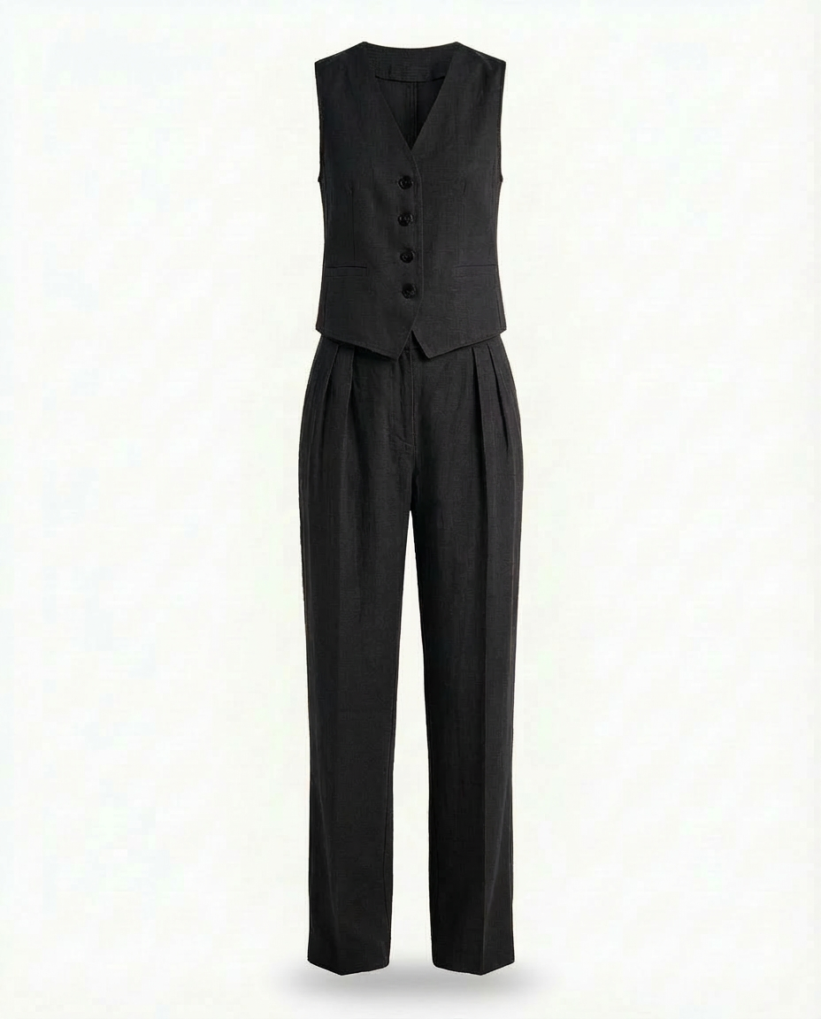 Zestaw Dresowy Damski Z Kamizelką i Spodniami | Dopasowany Krój | Wysoka Talia | Na Co Dzień