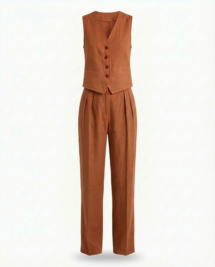 Zestaw Dresowy Damski Z Kamizelką i Spodniami | Dopasowany Krój | Wysoka Talia | Na Co Dzień