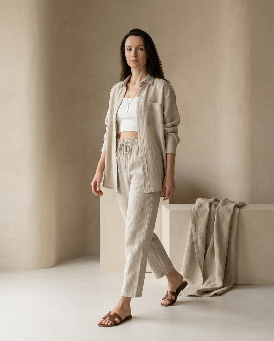 Komplet Damski Dresy | Luźny Krój | Stylowa Bluzka z Guzikami | Na Co Dzień