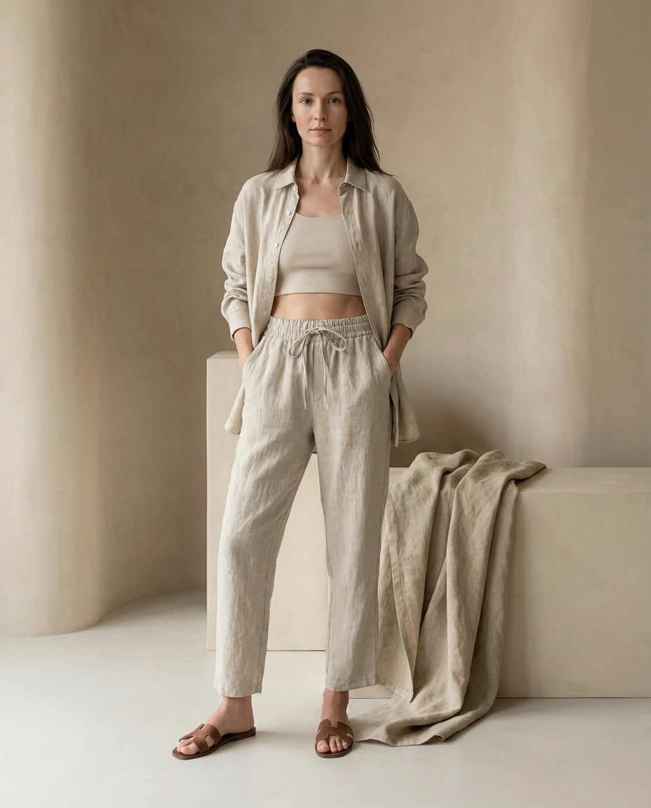 Komplet Damski Dresy | Luźny Krój | Stylowa Bluzka z Guzikami | Na Co Dzień