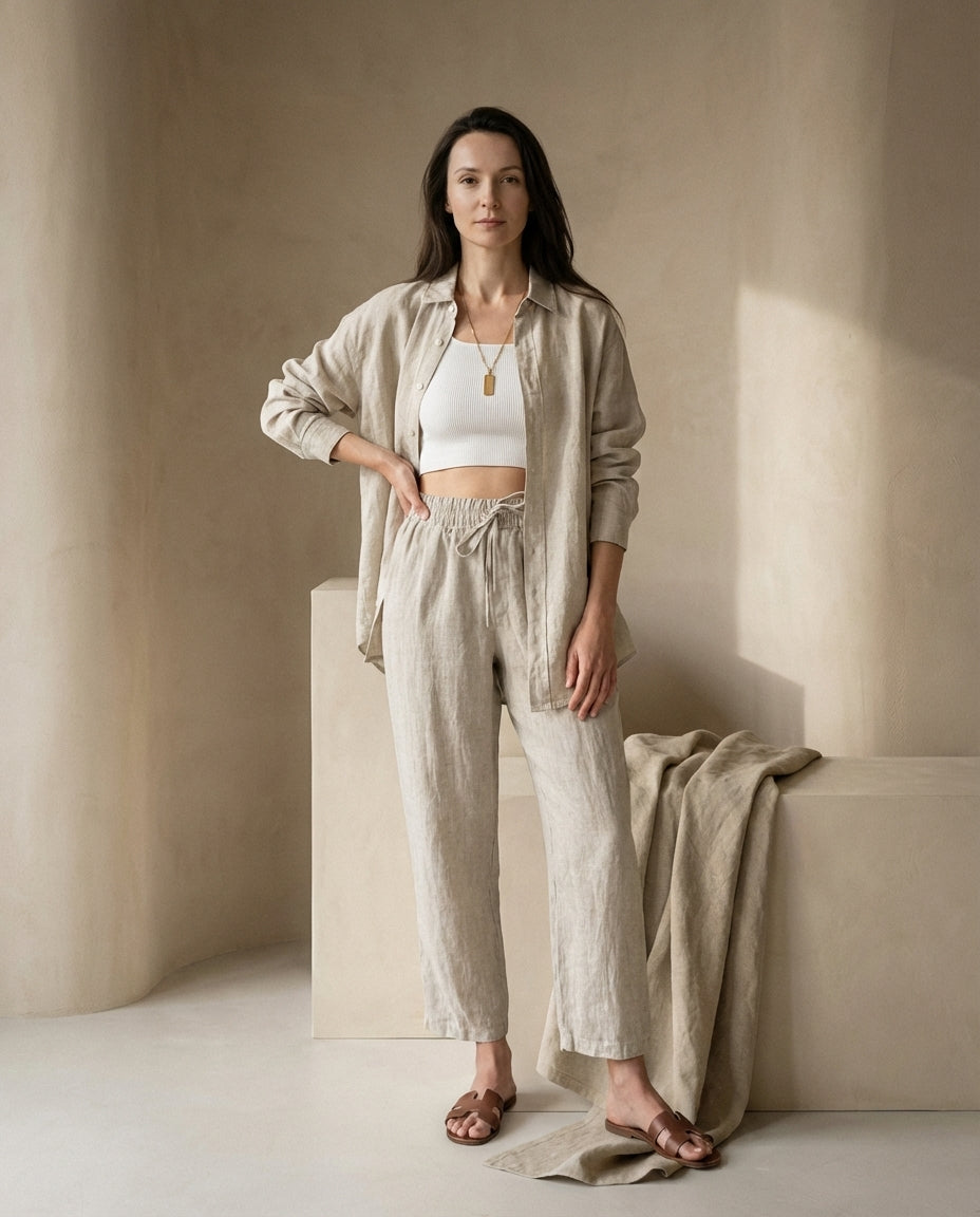 Komplet Damski Dresy | Luźny Krój | Stylowa Bluzka z Guzikami | Na Co Dzień