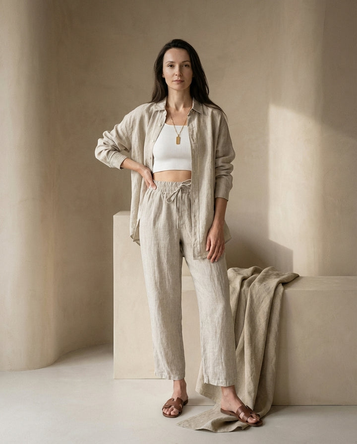 Komplet Damski Dresy | Luźny Krój | Stylowa Bluzka z Guzikami | Na Co Dzień