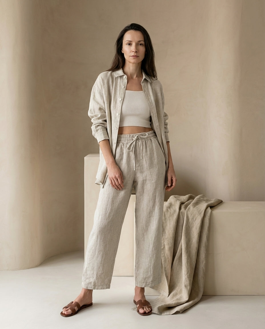 Komplet Damski Dresy | Luźny Krój | Stylowa Bluzka z Guzikami | Na Co Dzień