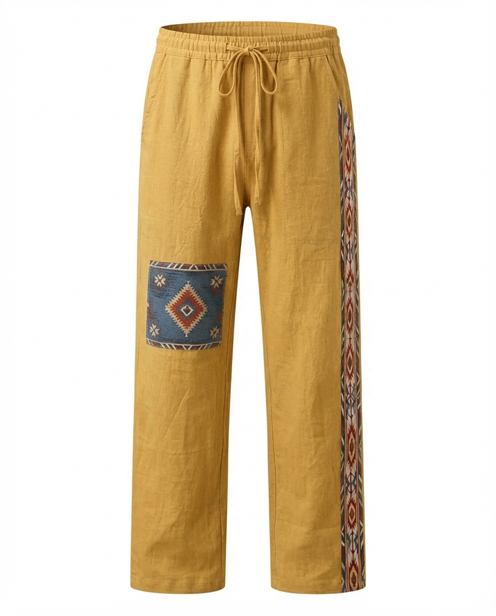 Spodnie męskie w stylu boho | Luźny krój | Wzory etniczne | Swobodne