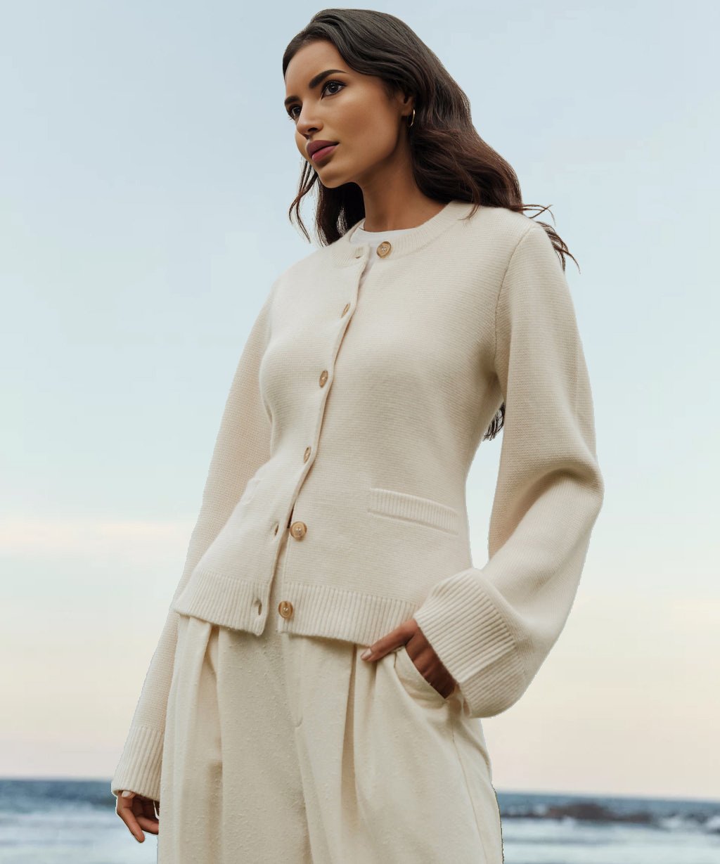 Kardigan Dzianinowy | Prosty Krój | Miękka Struktura