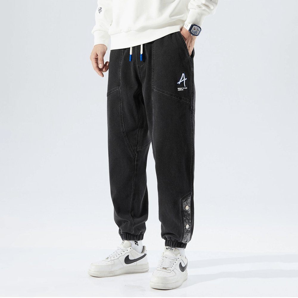 Spodnie Jogger Denim Męskie | Bawełna | Zwężany Krój z Gumką