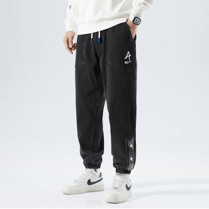 Spodnie Jogger Denim Męskie | Bawełna | Zwężany Krój z Gumką