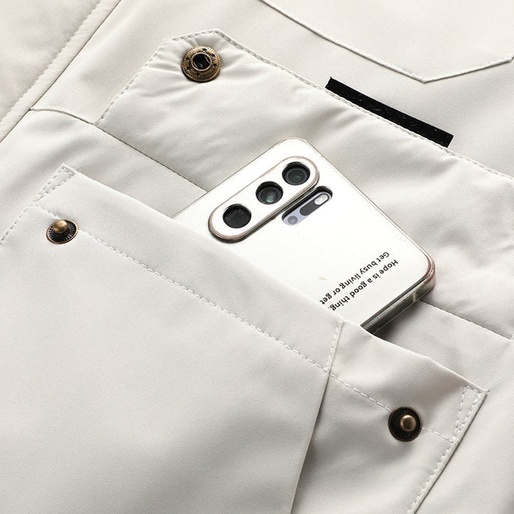 Męska Kurtka Outdoorowa z Kapturem | Wodoodporna i Wiatroszczelna | Kieszenie i Nadruk