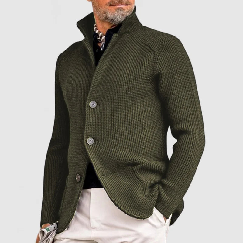 Męski Sweter Zapinany na Guziki | Dzianina Strukturalna | Styl Codzienny i Elegancki