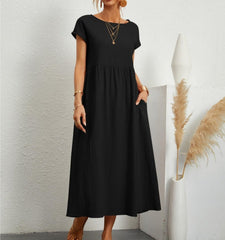 Damska Sukienka Letnia Maxi | Luźny Krój | Krótki Rękaw | Codzienna Elegancja