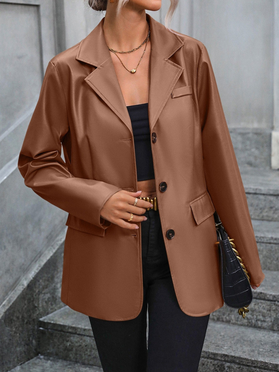 Beżowa Marynarka o Klasycznym Kroju | Jednorzędowa | Styl Casual i Smart-Casual