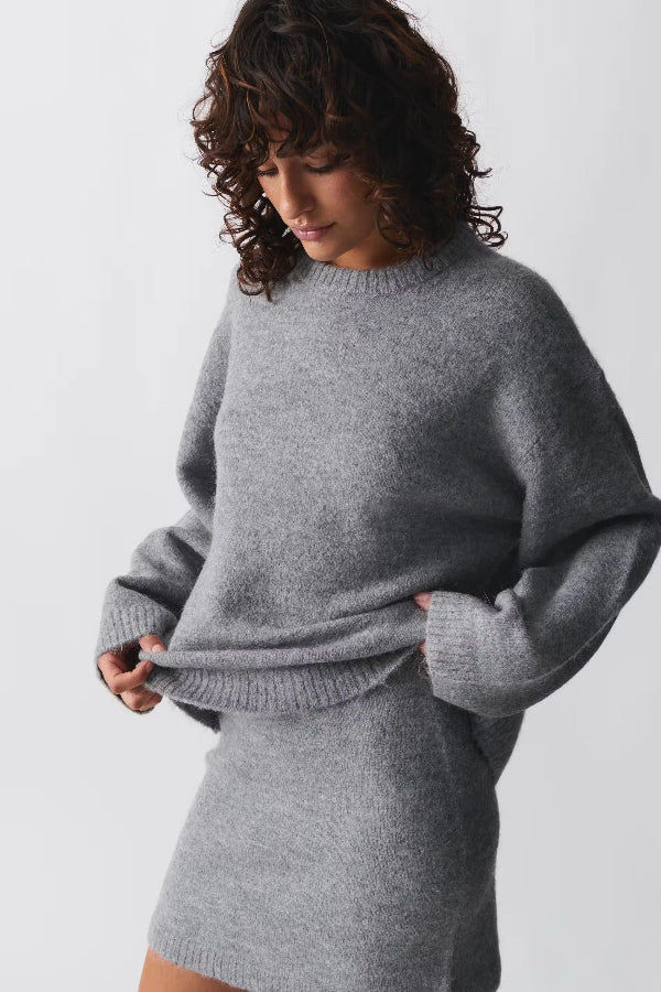 Damski Sweter z Dzianiny Z Mieszanki Włókien | Klasyczny Krój | Minimalistyczny Styl