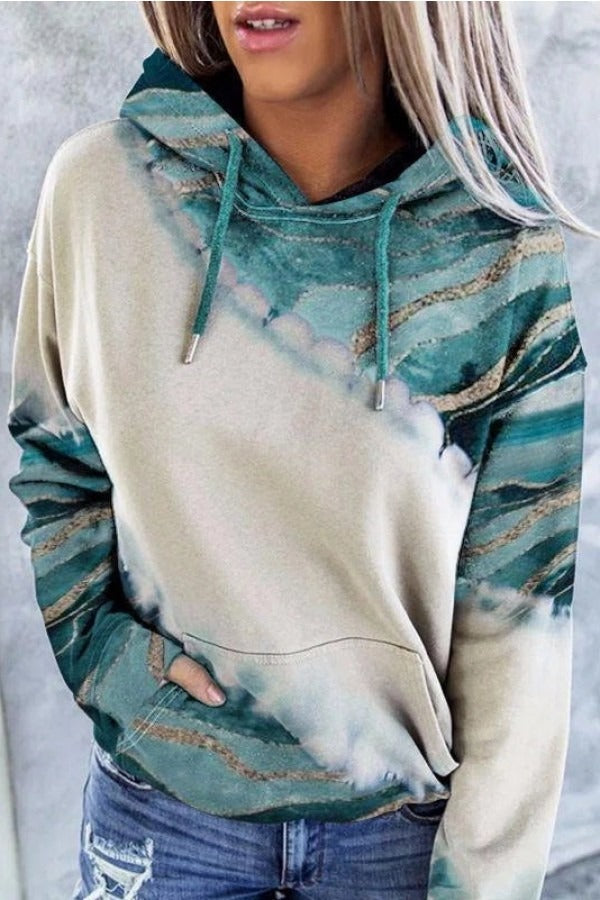 Bluza Damska z Kapturem | Luźny Krój | Wzór Tie-Dye | Styl Casual