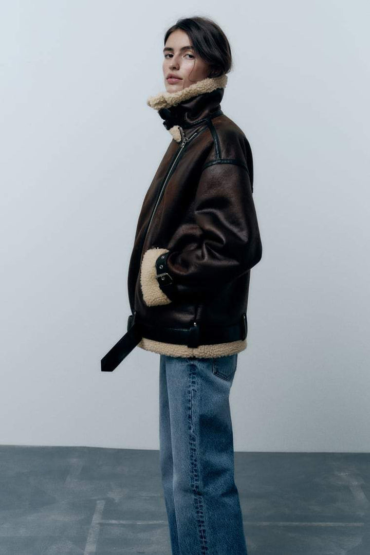 Kurtka Pilotka z Kożuszkiem | Krótki Krój | Styl Vintage