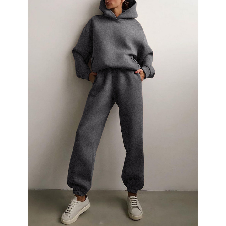 Damski Dres Oversize | Bluza z Kapturem i Spodnie z Wysokim Stanem | Wygodny Casualowy Zestaw