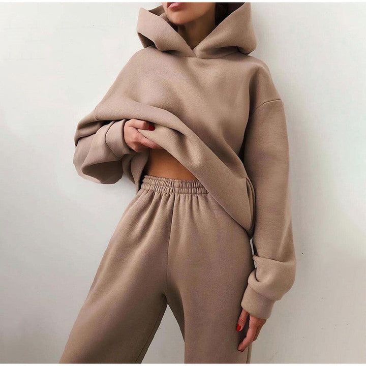 Damski Dres Oversize | Bluza z Kapturem i Spodnie z Wysokim Stanem | Wygodny Casualowy Zestaw