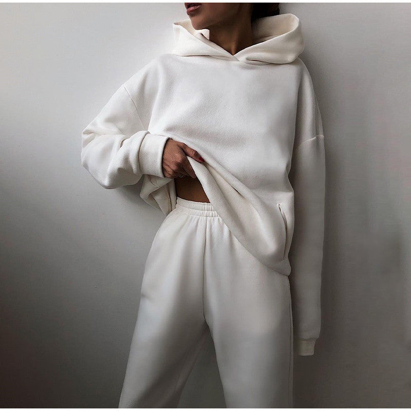 Damski Dres Oversize | Bluza z Kapturem i Spodnie z Wysokim Stanem | Wygodny Casualowy Zestaw