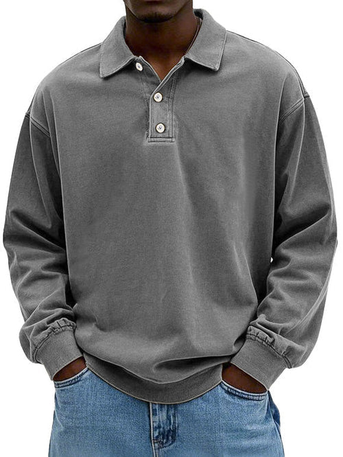 Męska Bluza Polo z Długim Rękawem | Luźny Krój | Styl Codzienny