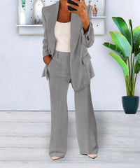 Damski Garnitur Dwuczęściowy | Marynarka i Spodnie | Elegancki Styl Biuro-Casual