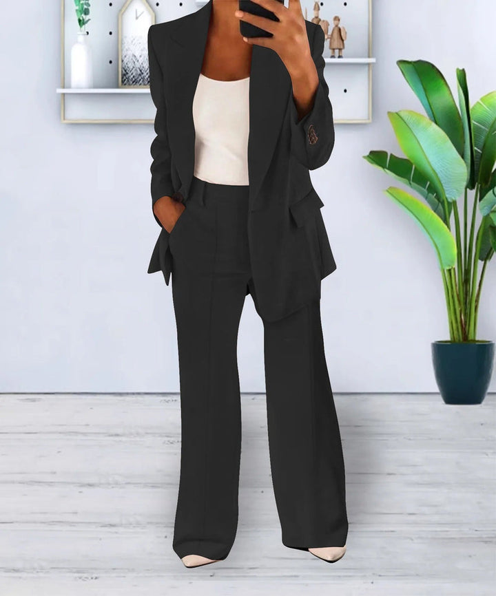 Damski Garnitur Dwuczęściowy | Marynarka i Spodnie | Elegancki Styl Biuro-Casual