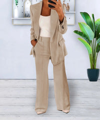 Damski Garnitur Dwuczęściowy | Marynarka i Spodnie | Elegancki Styl Biuro-Casual
